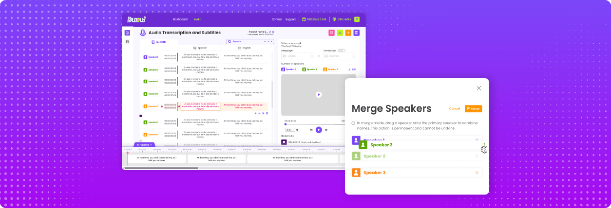 Sonix transcript management compared with DUB-DUB multilingual subtitle localisation workflow